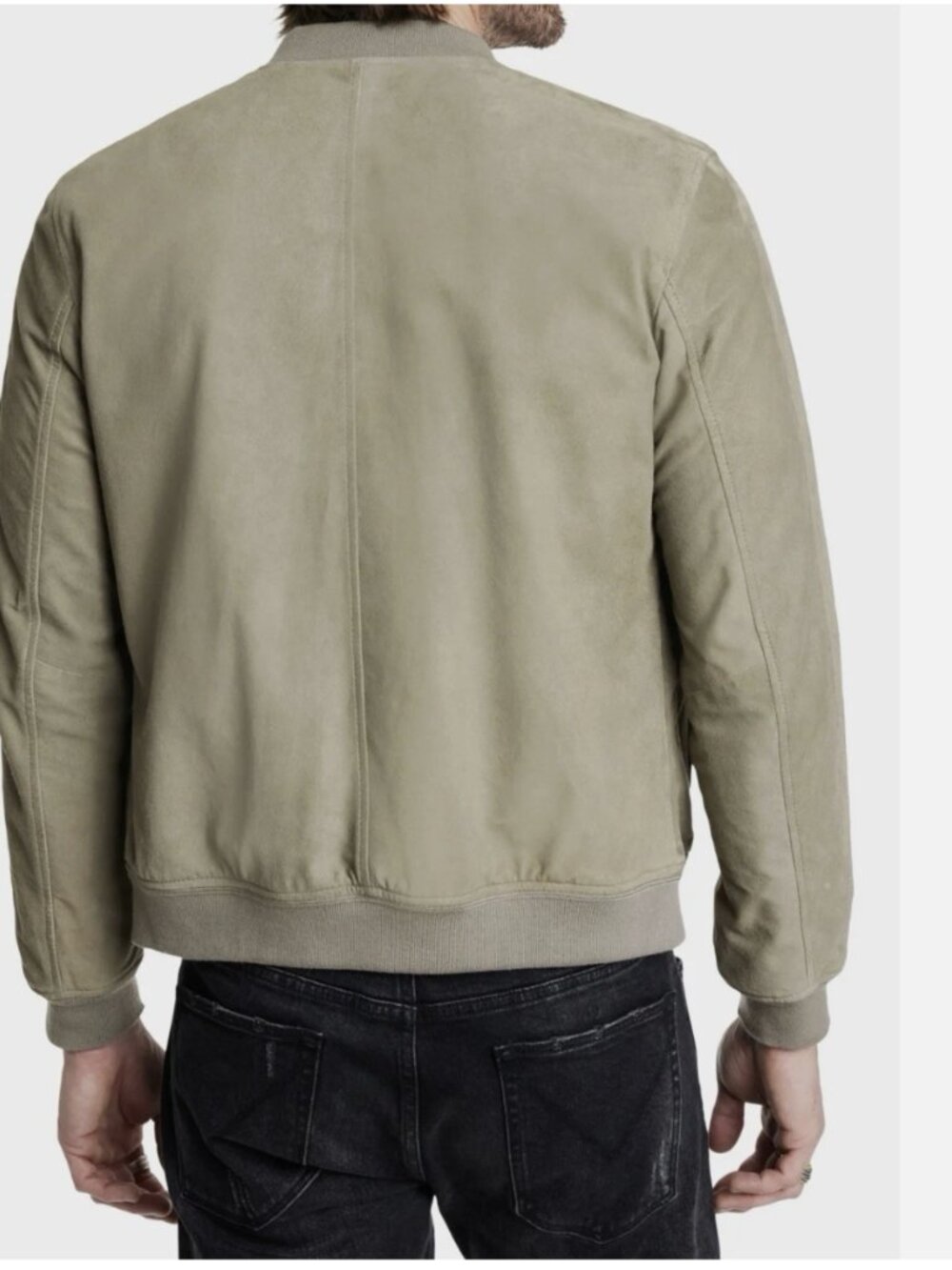 John Varvatos Men's Green Suede Khai Bomber